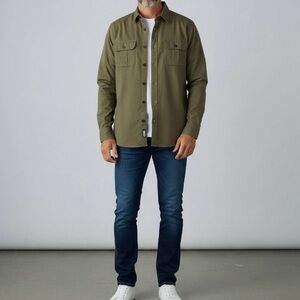 New Billy Reid Olive Button Down Shirt Size XXLarge